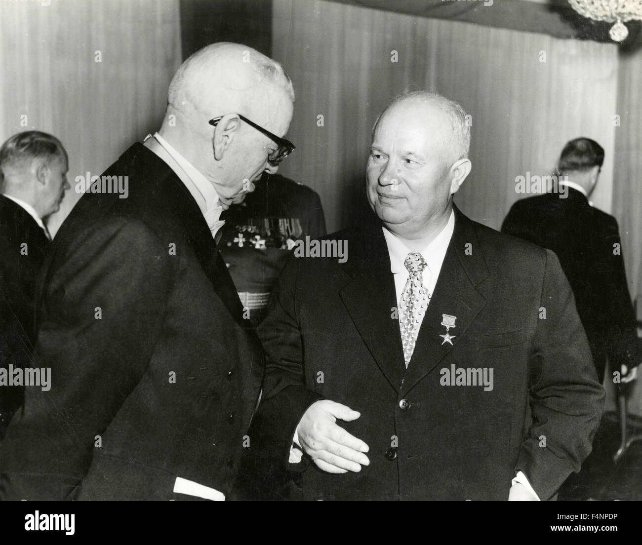 Der Generalsekretär der kommunistischen Partei der Sowjetunion Nikita Khrushchev auf einer party Stockfoto