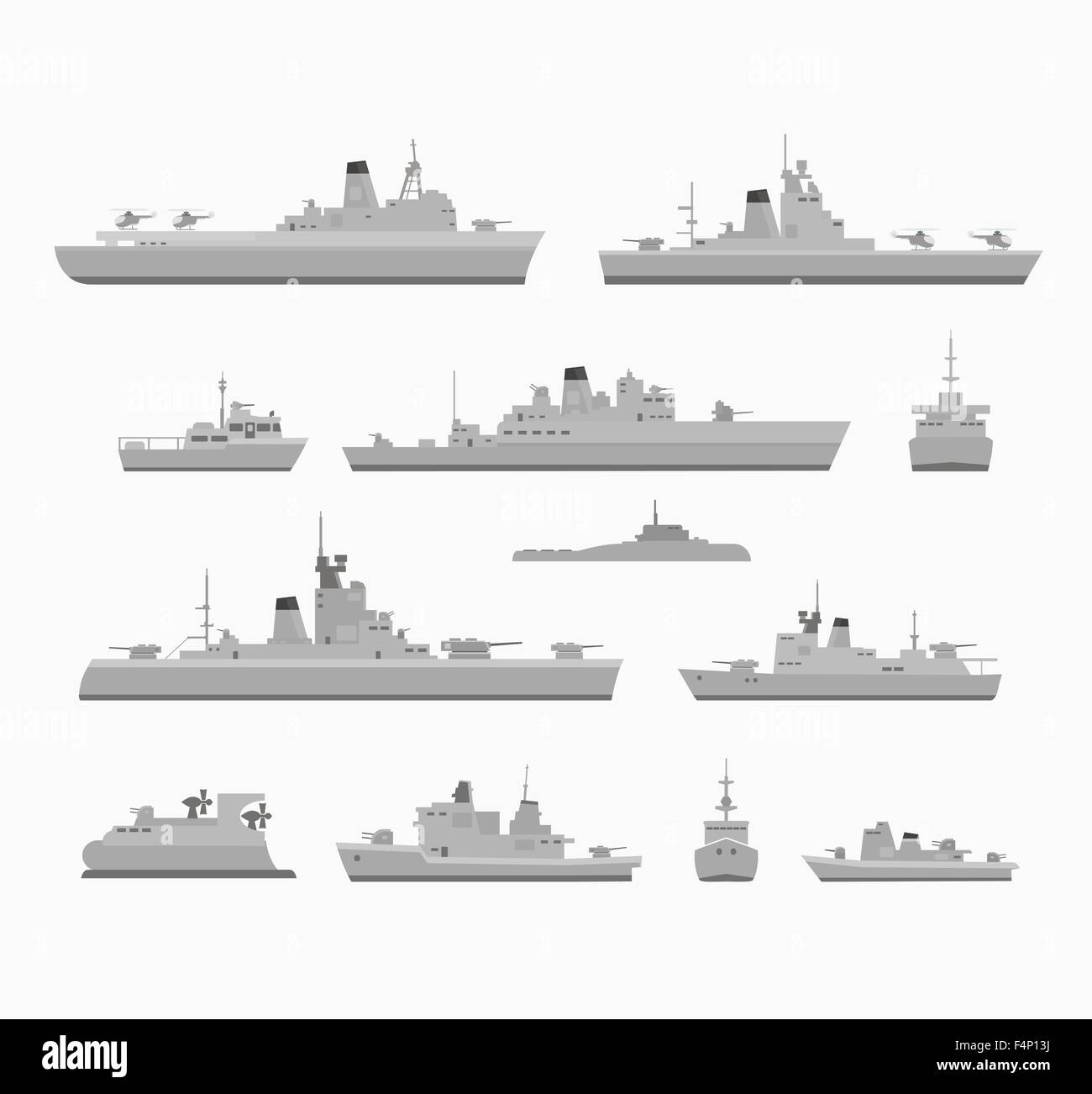 Eingestellten Kriegsschiffe Stock Vektor