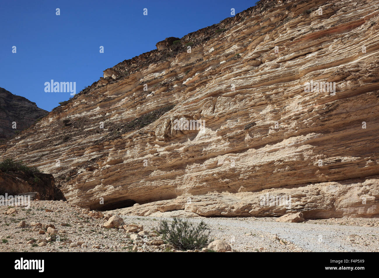 Wadi Afawl, Landschaft der südlichen Dhofar, Jabal al-Qamar, Oman Stockfoto