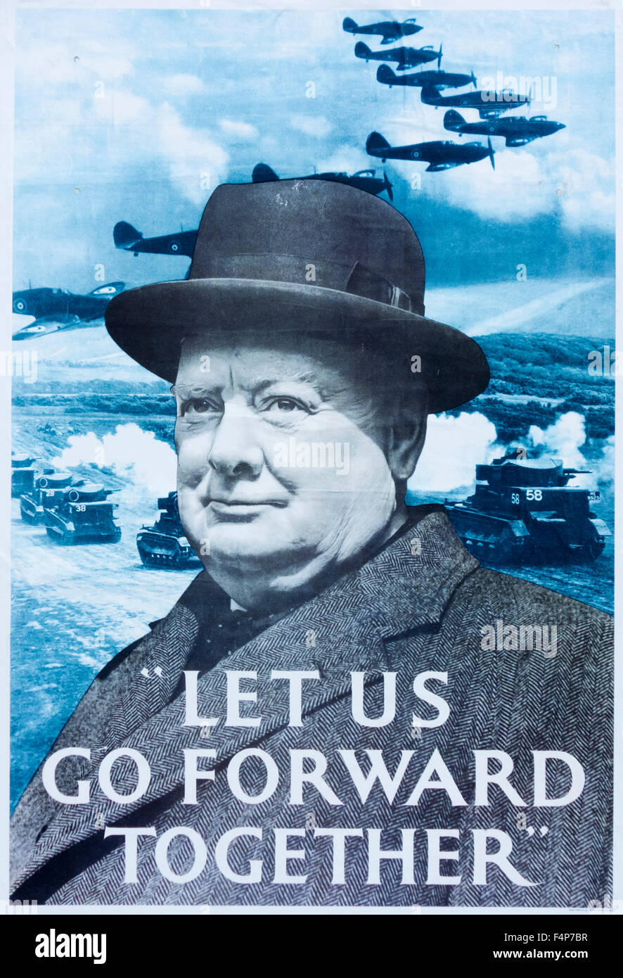 Sir Winston Churchill Krieg Poster. UK Stockfoto