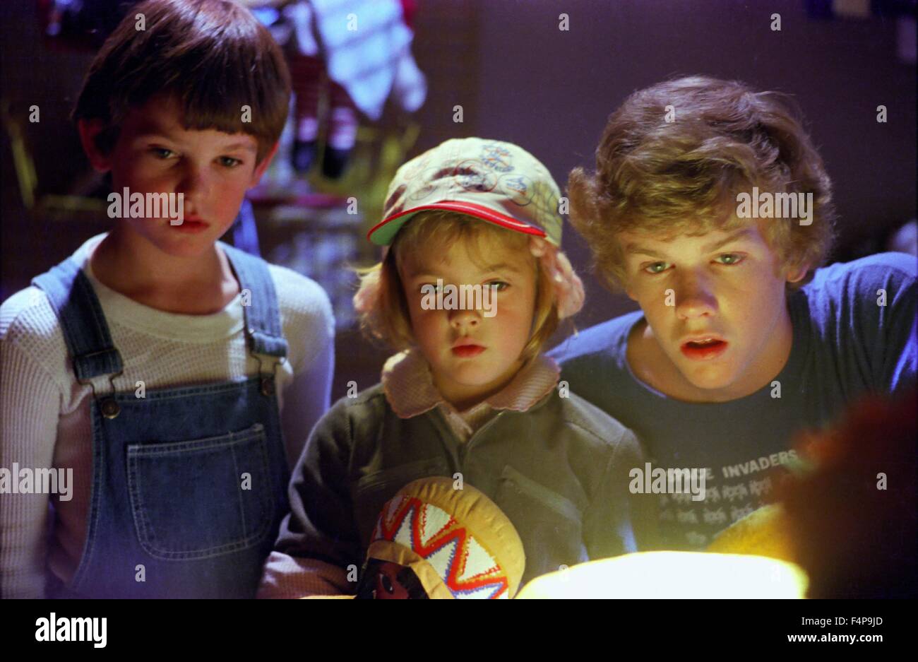 Henry Thomas, Drew Barrymore, Robert MacNaughton / E.T: der Außerirdische 1982 unter der Regie von Steven Spielberg Stockfoto