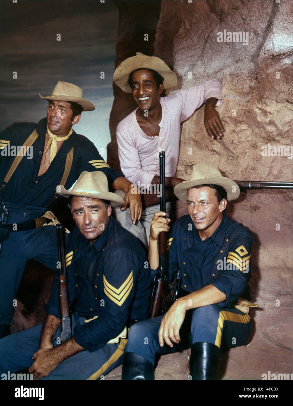 Dean Martin, Peter Lawford, Sammy Davis Jr., Frank Sinatra / Sergeants 3 unter der Regie von John Sturges Stockfoto