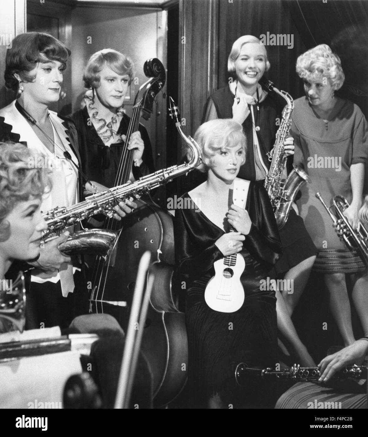 Marilyn Monroe, Tony Curtis, Jack Lemmon / Some wie es heißen 1959 unter der Regie von Billy Wilder Stockfoto