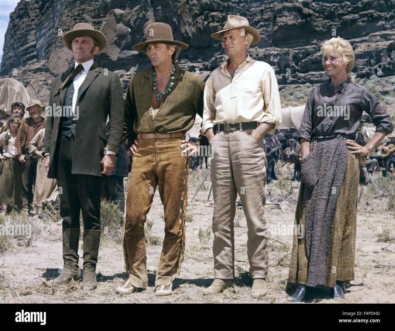 Kirk Douglas, Robert Mitchum, Richard Widmark, Lola Albright / / The Way West 1967 unter der Regie von Andrew V. McLaglen Stockfoto