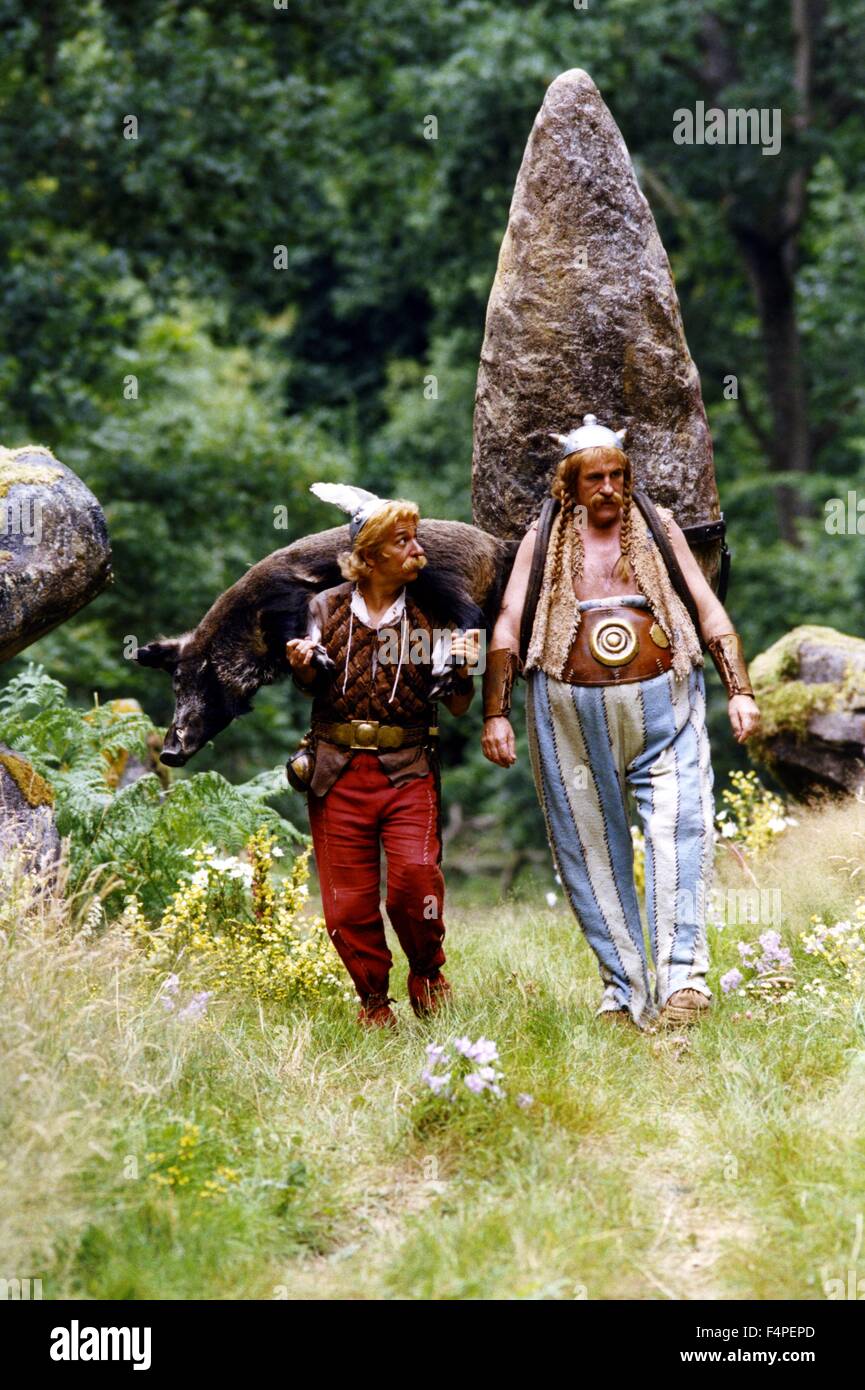 Christian Clavier (Asterix) und Gérard Depardieu (Obelix) / Asterix und Obelix auf Caesar / 1999 unter der Regie von Claude Zidi Stockfoto
