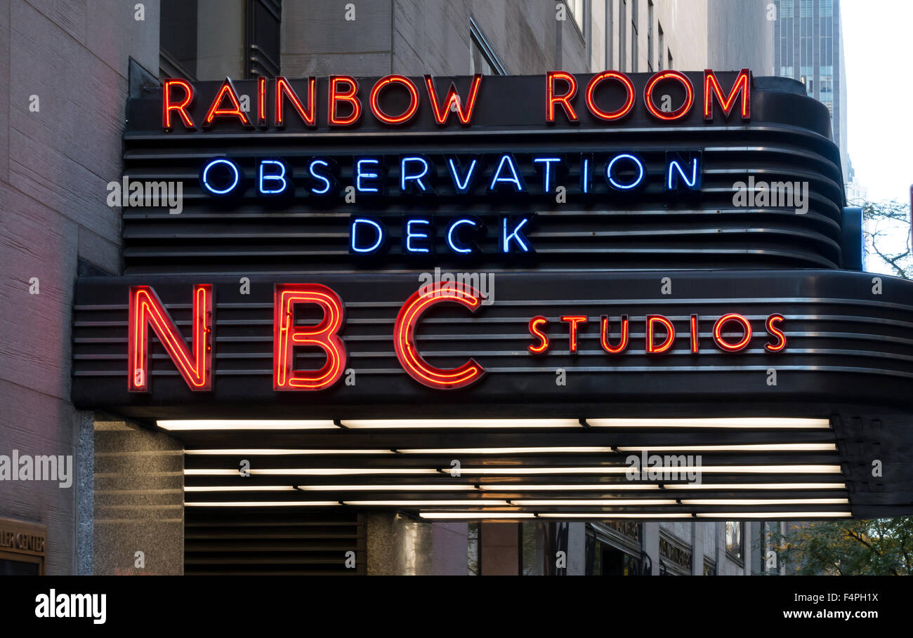 Eingang zu den NBC Studios und der Rainbow Room und Aussichtsplattform Stockfoto