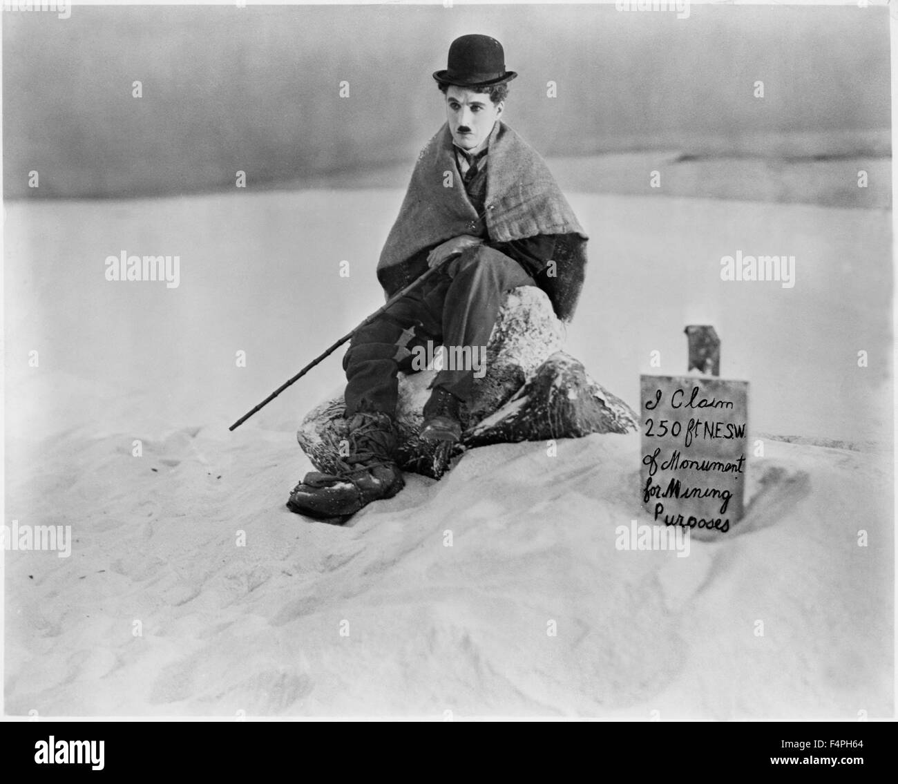 Charles Chaplin, am Set von der Stummfilm "Goldrausch", 1925 Stockfoto