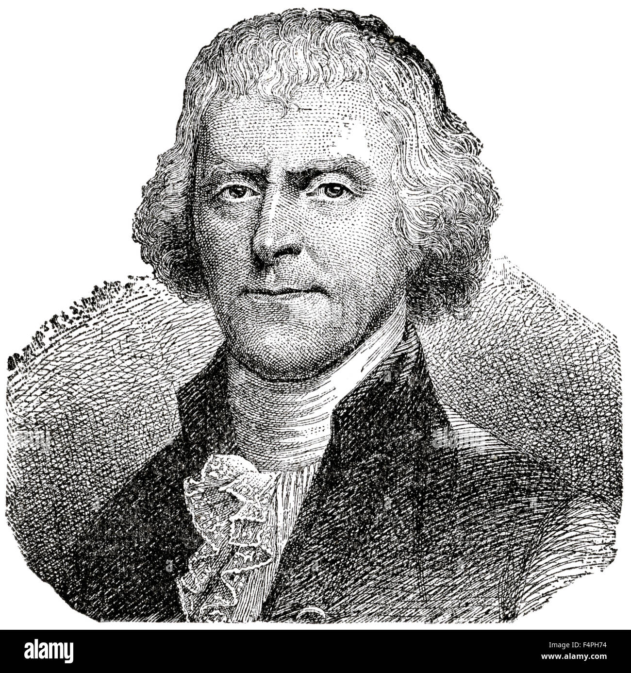 Thomas Jefferson (1743-1826), 3. Präsident der Vereinigten Staaten, Gravur, 1889 Stockfoto