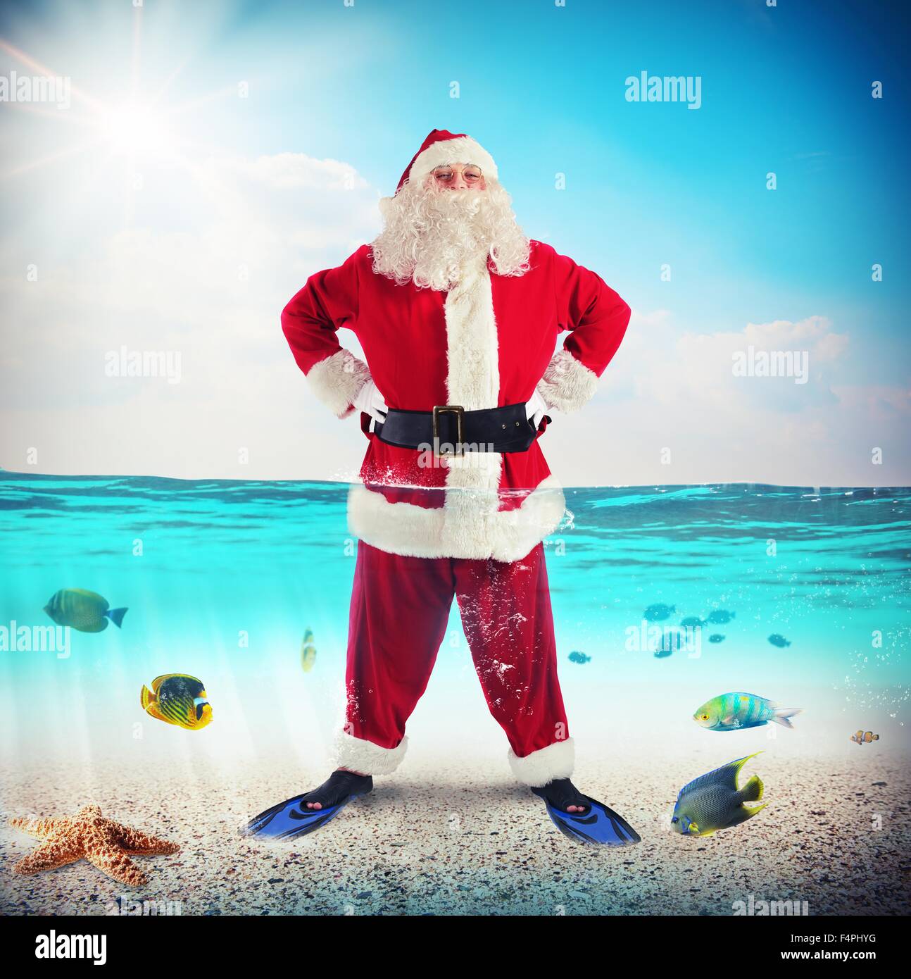 Santa Claus im Urlaub Stockfoto