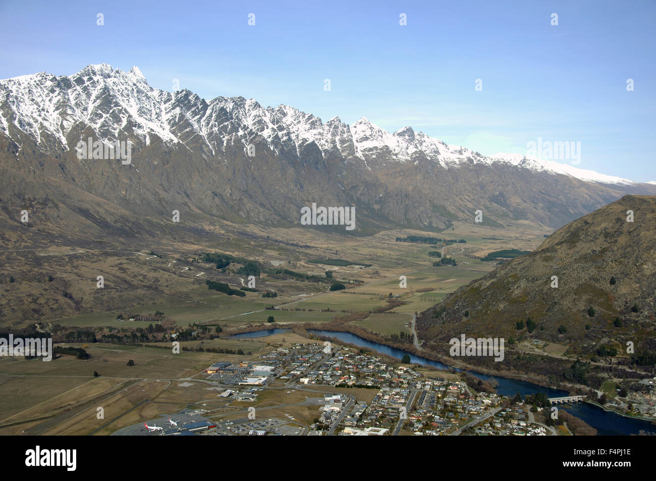 Queenstown und die Remarkables, Otago, Neuseeland Stockfoto