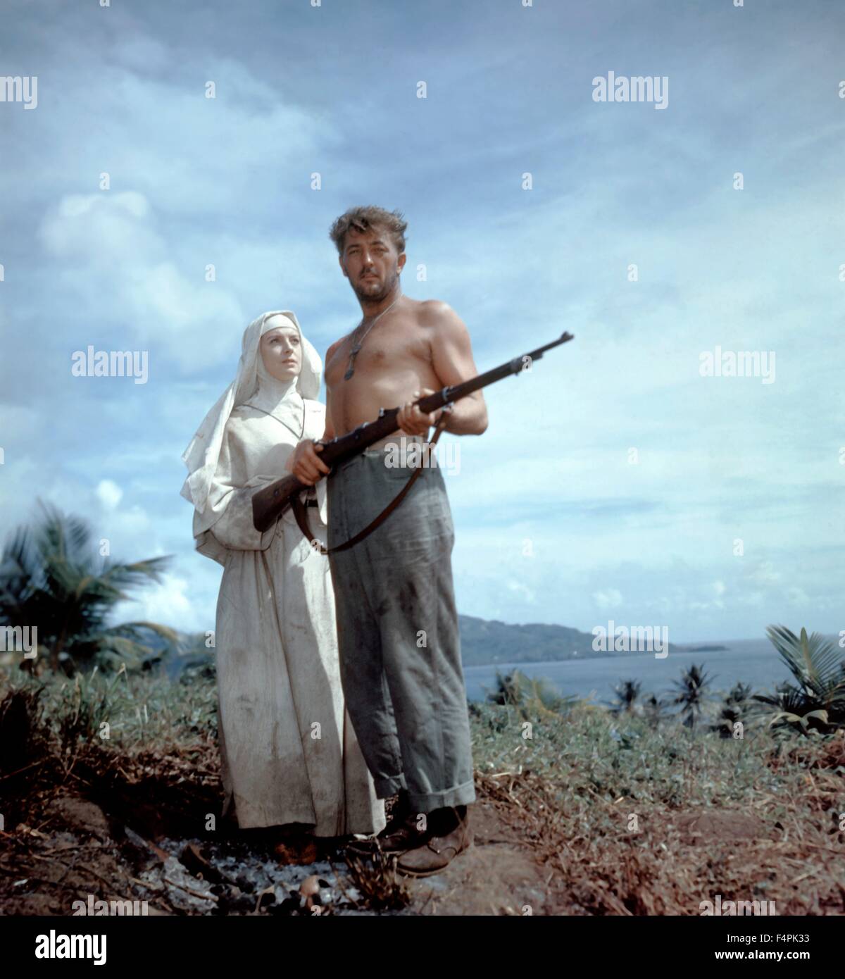 Deborah Kerr und Robert Mitchum / der Himmel weiß, Herr Allison / 1957 unter der Regie von John Huston [zwanzigsten Jahrhundert Fox Film Corpo] Stockfoto
