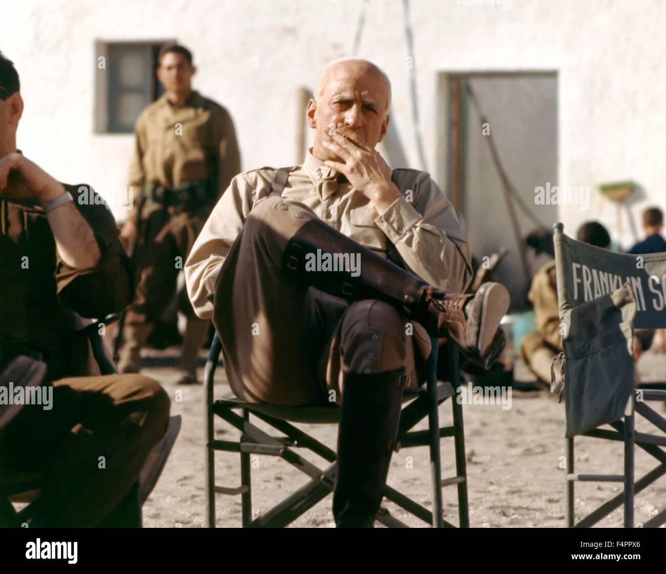 Am Set, George C. Scott / Patton / 1970 unter der Regie von Franklin J. Schaffner [zwanzigsten Jahrhundert Fox Filme Corp] Stockfoto