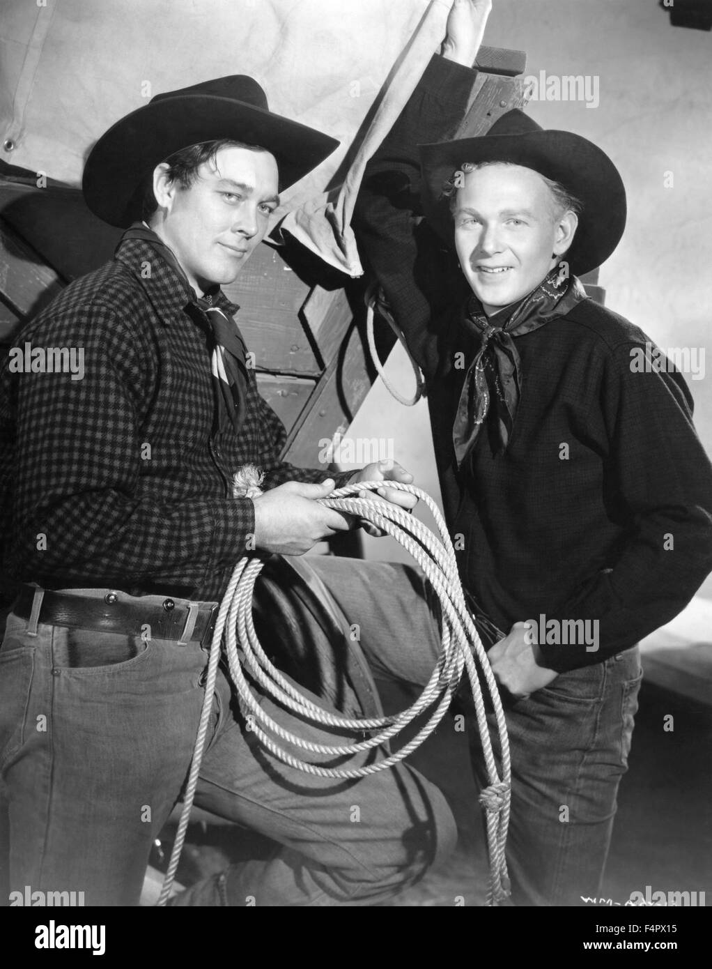 Ben Johnson und Harry Carey Jr. / Wagon Master / 1950 unter der Regie von John Ford [Argosy Bilder / RKO Radio Pict] Stockfoto