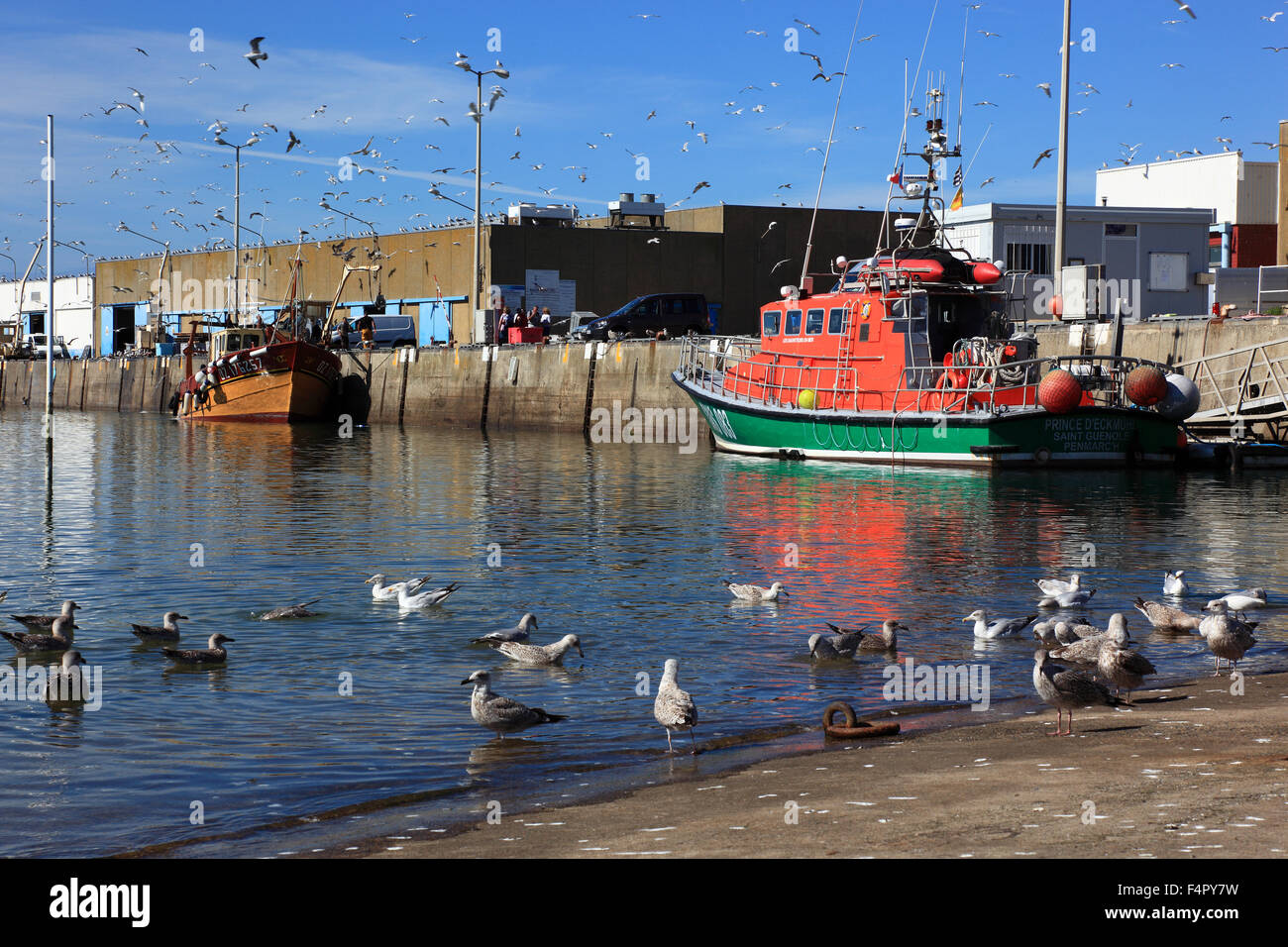 Frankreich, Bretagne, die Fischerei Hafen von St. Guenole Stockfoto