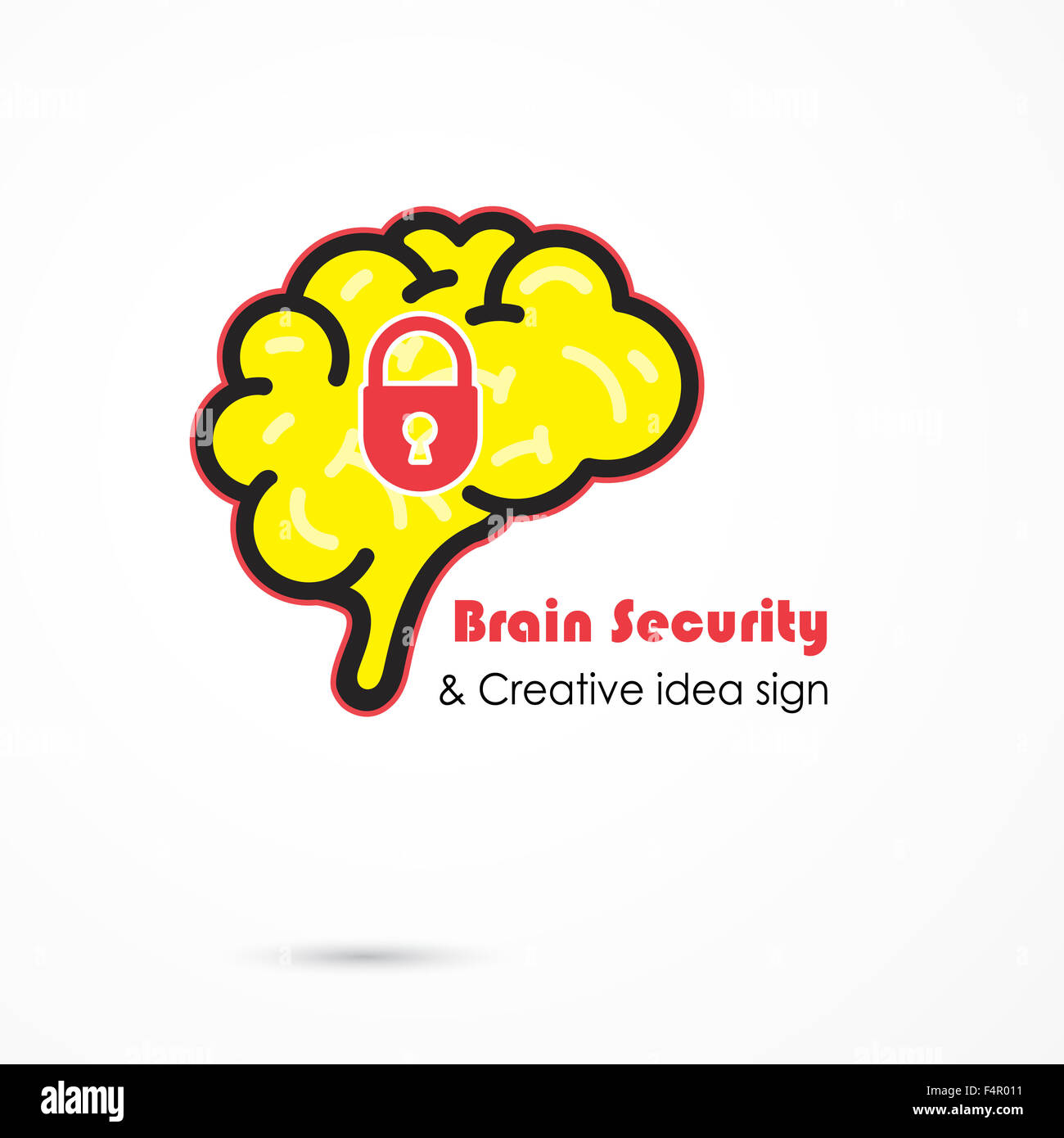 Kreative Gehirnhälfte Sicherheitsvorlage abstrakte Logo Design. Idee zu generieren. Brainstorming-Logo-Konzept-Symbol. Stockfoto