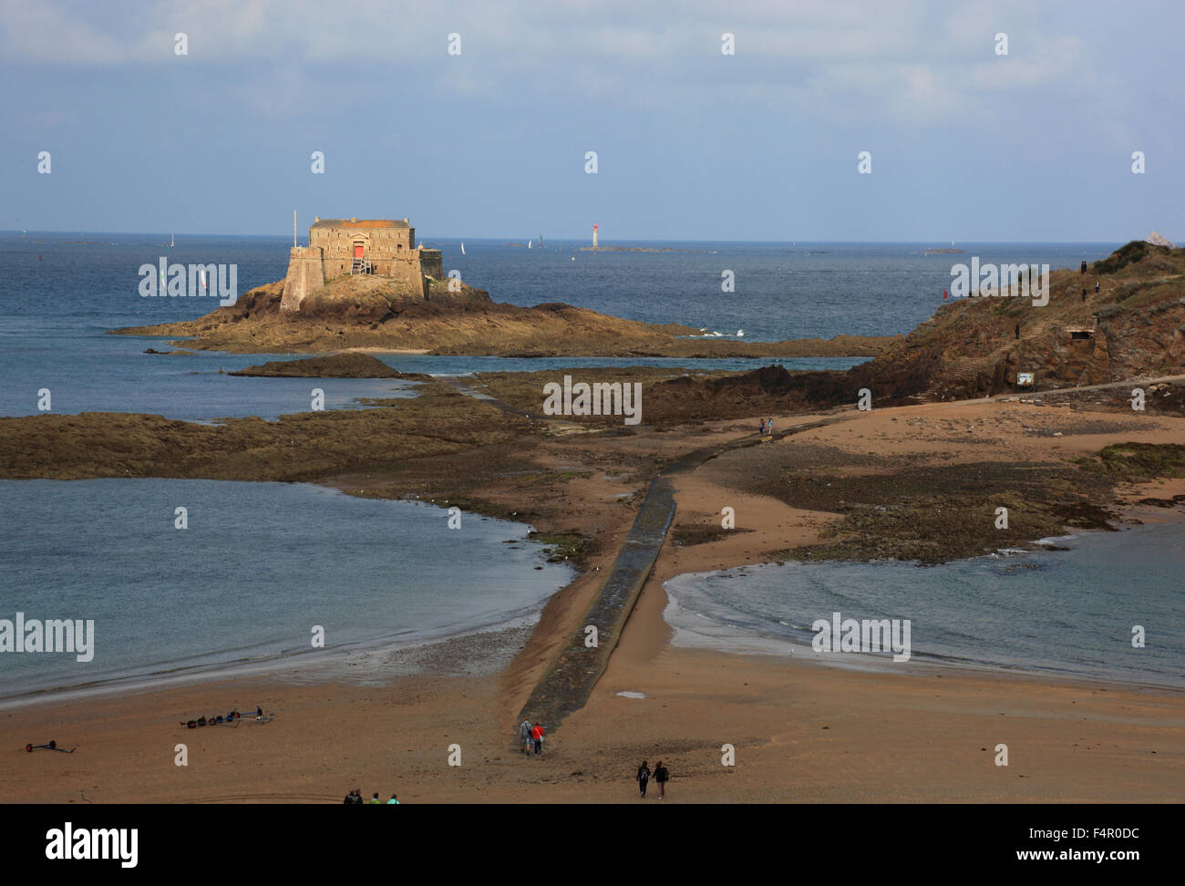 Frankreich, Bretagne, Saint Malo, Blick auf die Stadtfestung auf der Fort-Petit-werden Stockfoto