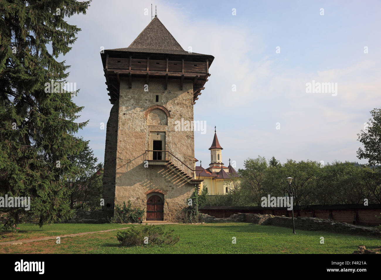 Humor-Kloster befindet sich in Manastirea Humorului, ca. 5 km nördlich der Stadt Gura Humorului, Rumänien. Es ist ein Kloster für Stockfoto