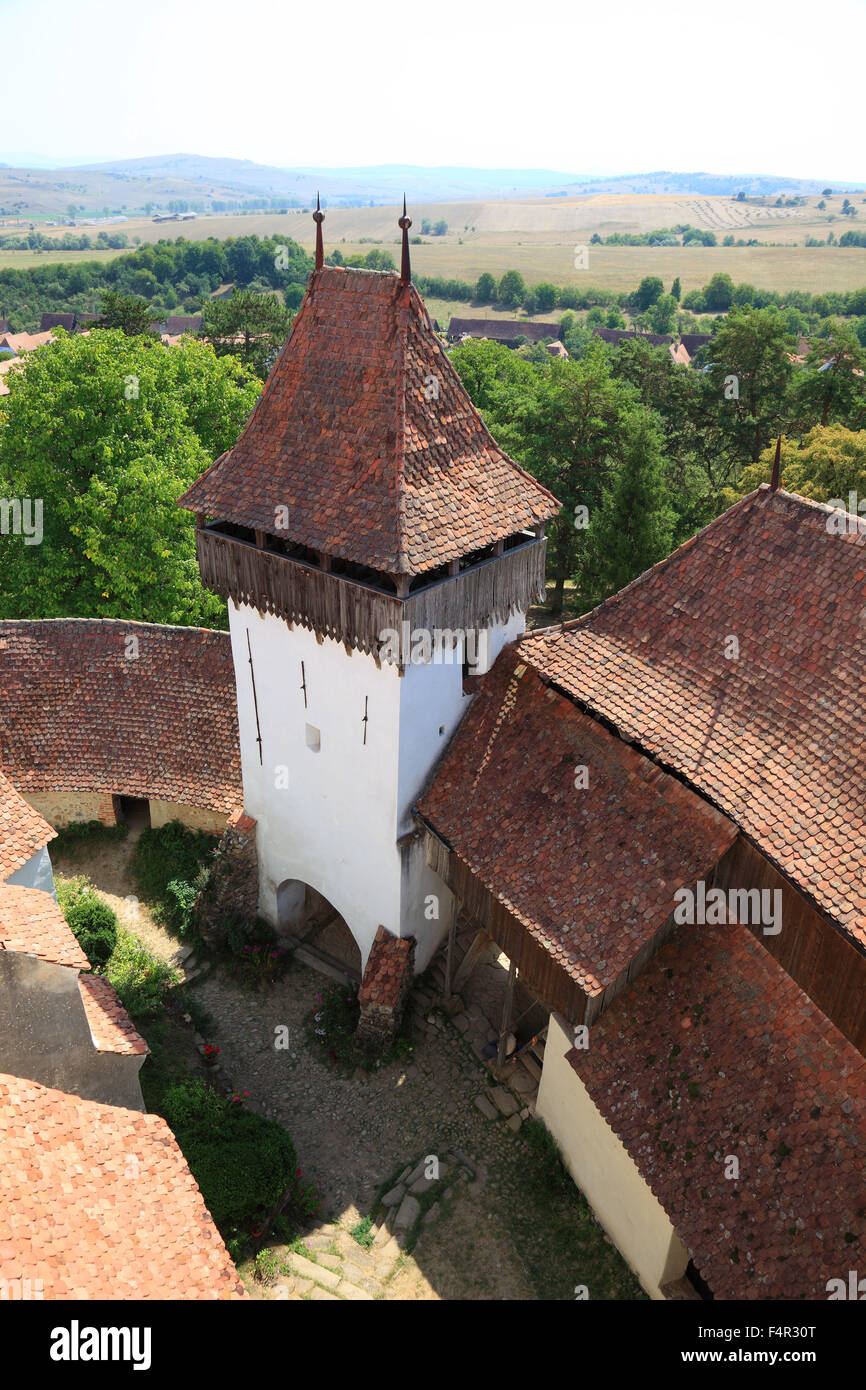 Zum Weltkulturerbe der UNESCO: Deutsch-Weißkirch Wehrkirche, Siebenbürgen, Rumänien. Die erste Dokumentation der Deutsch-Weißkirch ist ein Rekord o Stockfoto