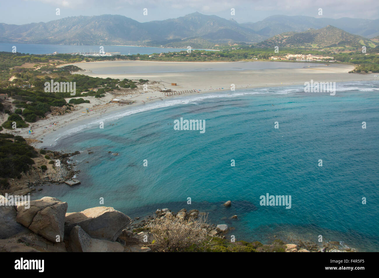 Europa, Italien, Sardinien, Villasimius, Küste, Capo Carbonara, Meer, Bucht, Strand, Meer, Lagune, Berge, sand Strand, Cala Giun Stockfoto