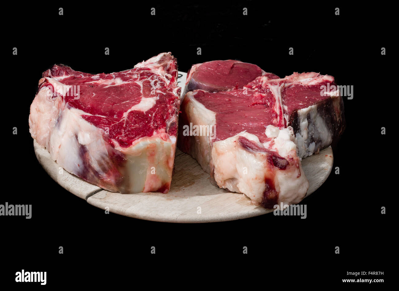 Dicke Scheibe Fleisch mit Knochen von Chianina-Kuh Stockfoto