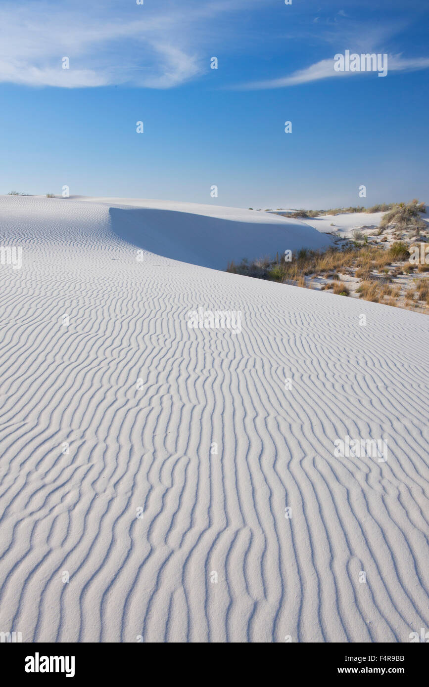 USA, USA, Amerika, New Mexiko, White Sands, Nationaldenkmal, Nationalpark, Sand, Dünen, Landschaft, vertikal, Wüste Stockfoto