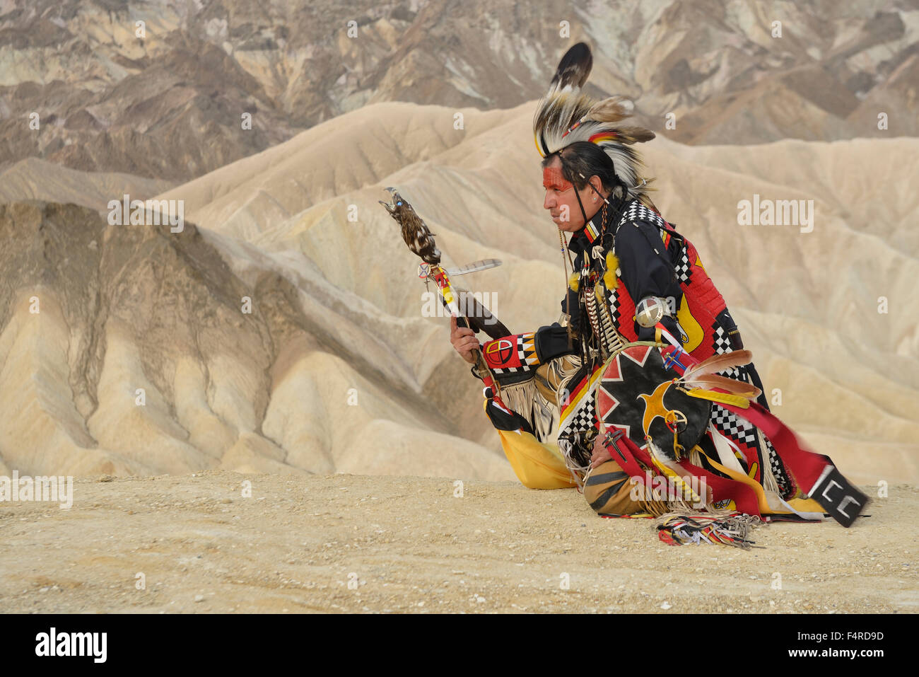 USA, USA, Amerika, Kalifornien, Death Valley Nationalpark, desert, Indian, Zabriskie Point, Lakota, Sioux, Krieger, tr Stockfoto