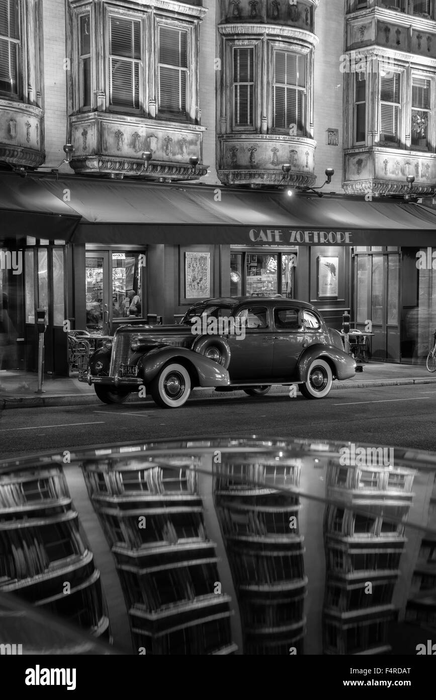 USA, USA, Amerika, San Francisco, Columbus Tower, Sentinel Building, Cafe Zeotrope, Oldtimer, Gebäude, Architektur Stockfoto