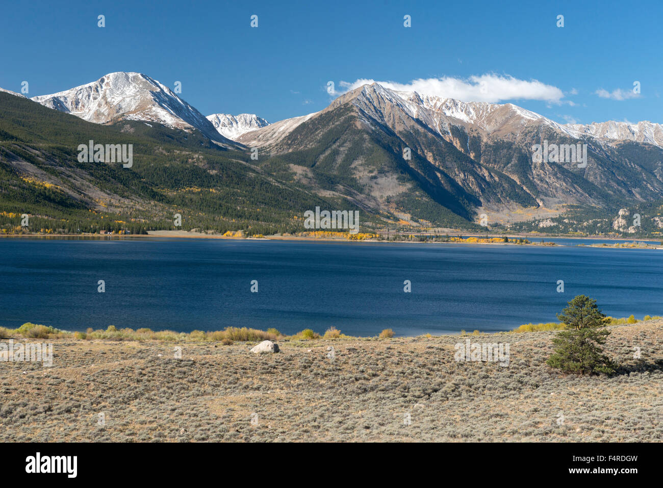 USA, USA, Amerika, Rockies, Colorado, Lake County, Leadville, See, Berge, Herbst, Landschaft Stockfoto