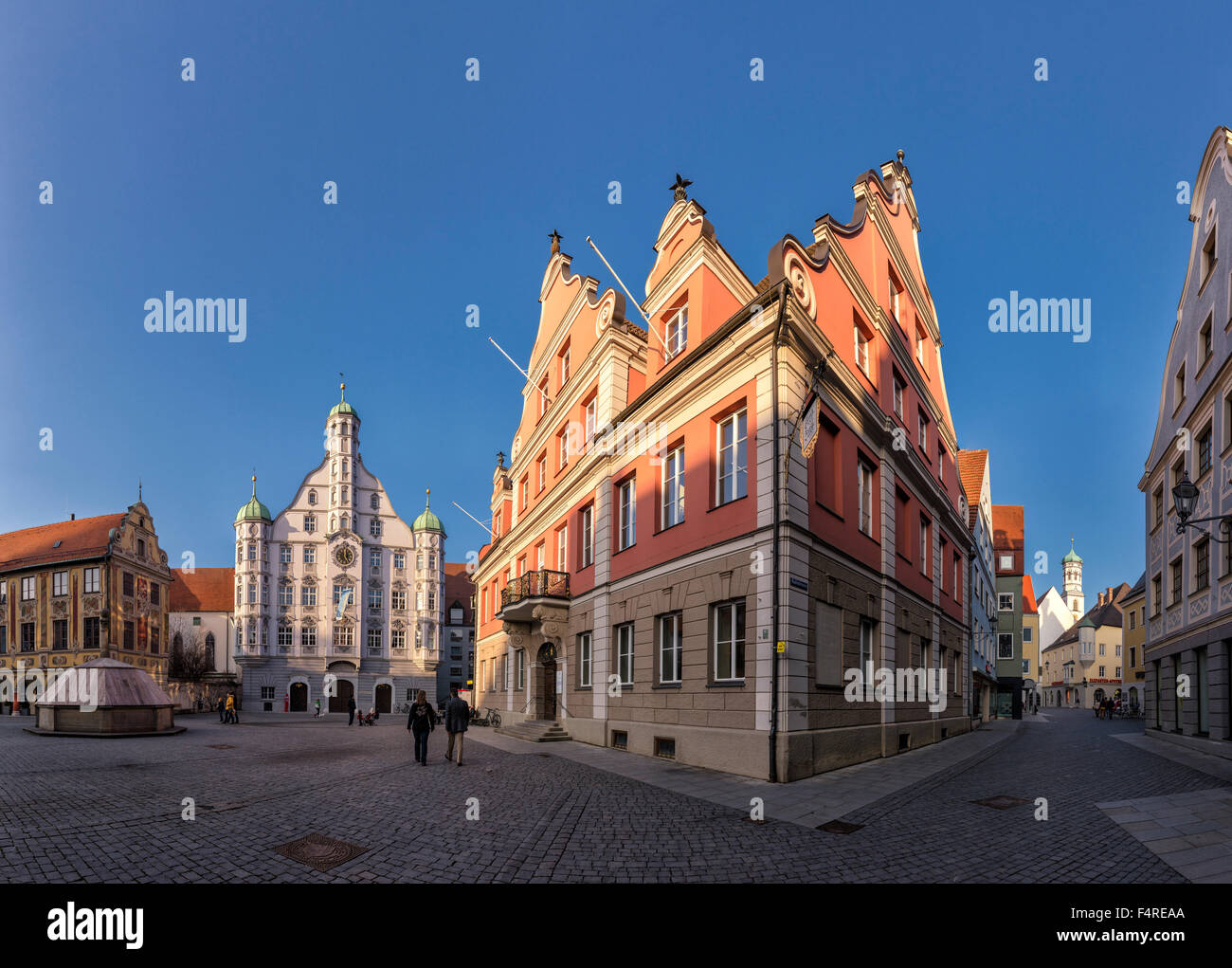 Deutschland, Europa, Bayern, Dorf, Winter, Menschen, Rathaus, Memmingen, Stockfoto