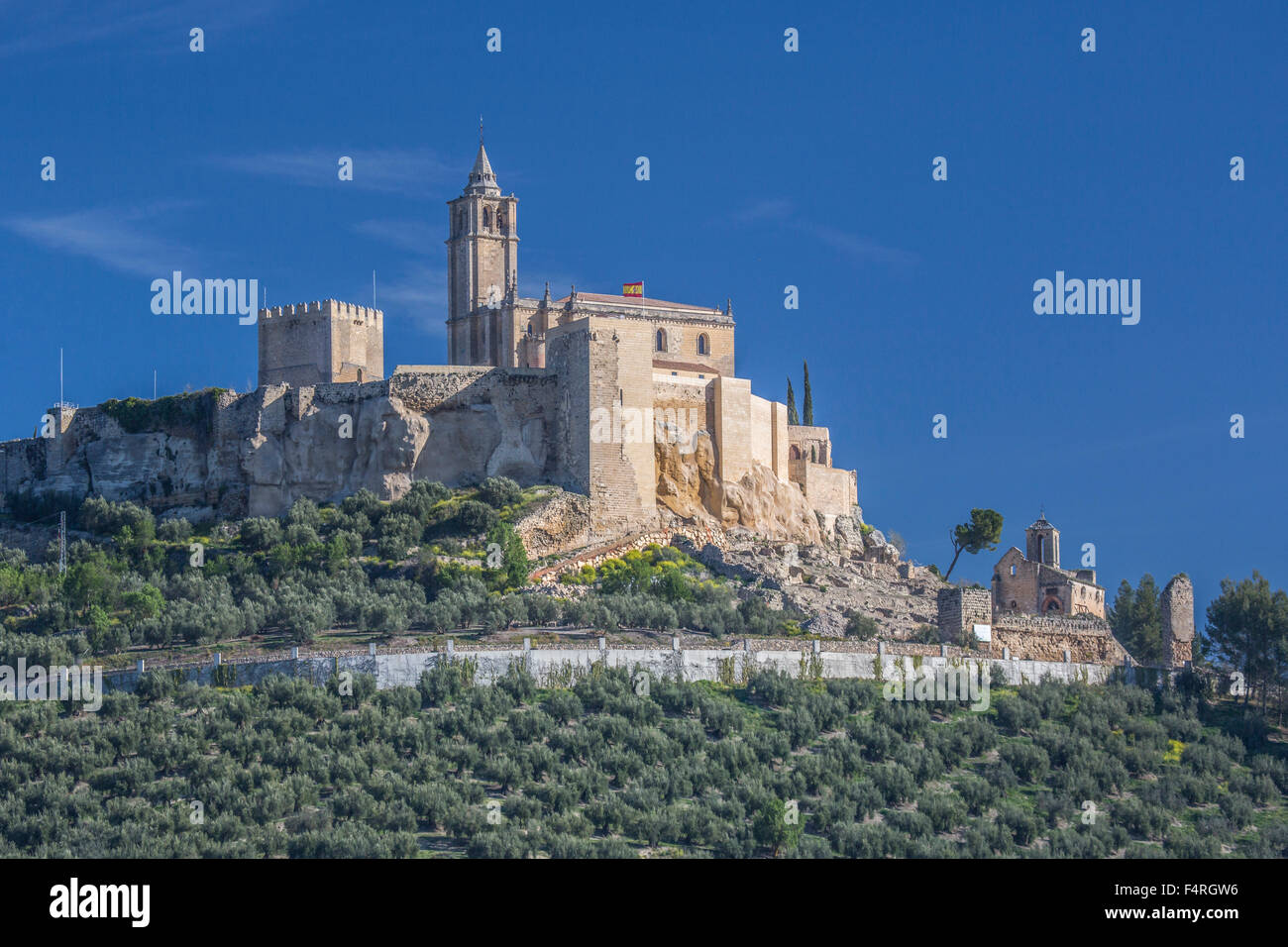 Alcaudete, Stadt, Andalusien, Jaen, Landschaft, Spanien, Europa, Frühling, Architektur, Schloss, Kirche, Kirche, Oliven, bunte, keine p Stockfoto