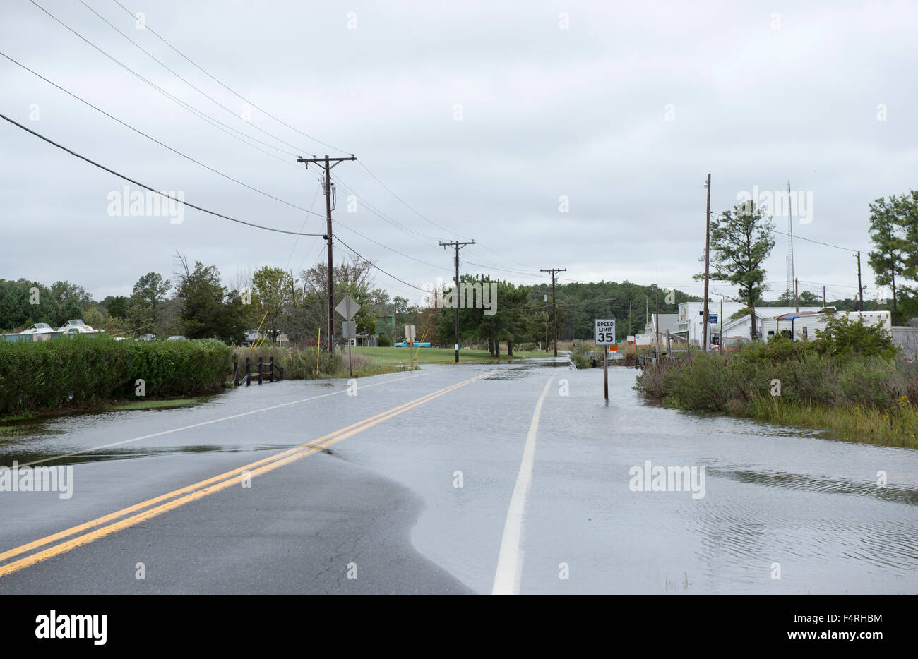 Überflutete Straßen in Schlachtung Creek, Taylors Insel Maryland USA Stockfoto