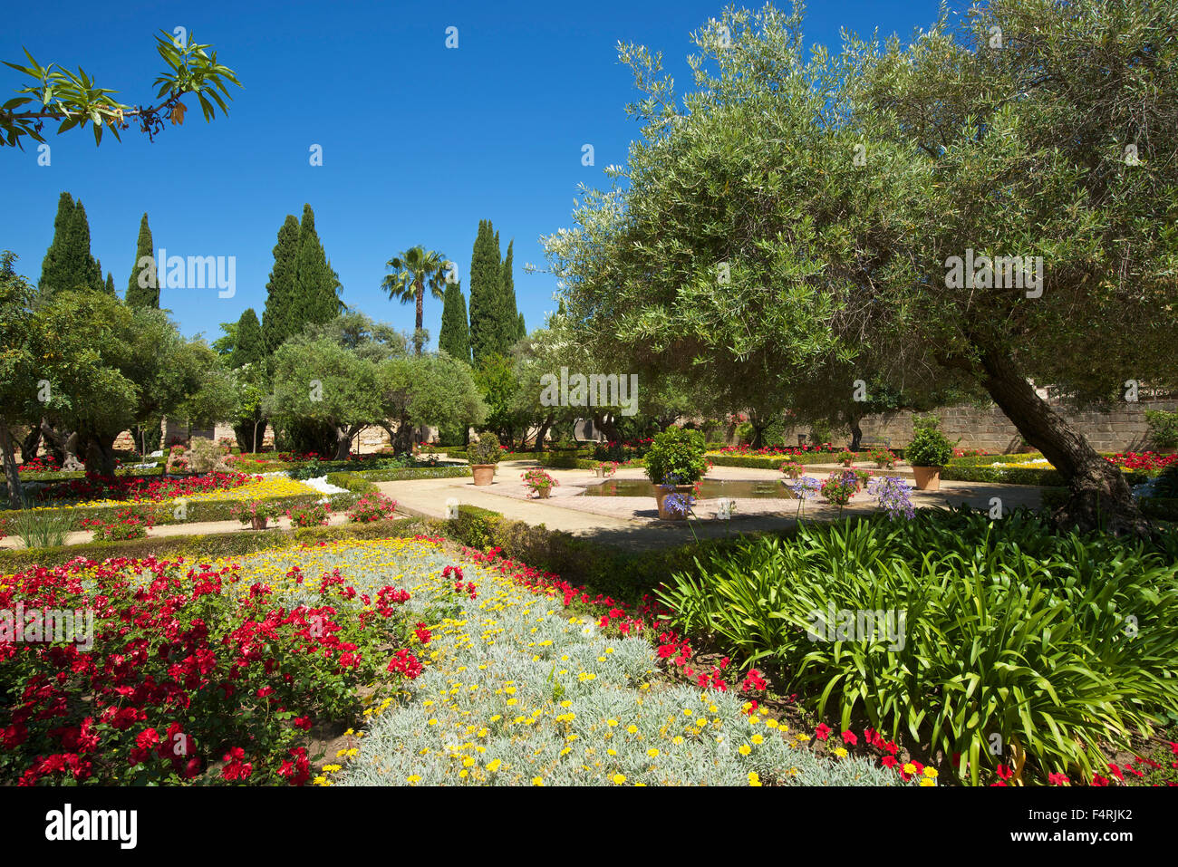 Andalusien, Spanien, Europa, draußen, Tag, Jerez De La Frontera, Costa De La Luz, niemand, Alcazar de Jerez, Garten, Gartenbau Stockfoto