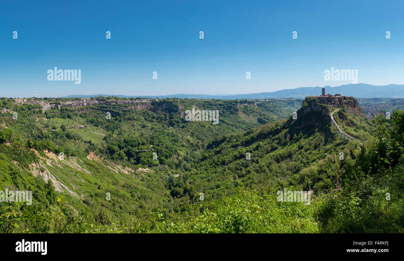 Italien, Europa, Lazio, Bagnoregio, Stadt, Dorf, Frühling, Bergen, Hügeln, Dorf, an der Spitze, rock Stockfoto