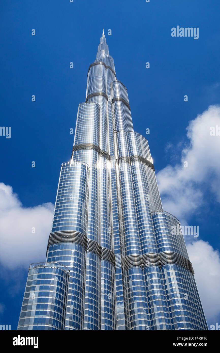 Blick auf Burj Khalifa Wolkenkratzer in Dubai Vereinigte Arabische Emirate Stockfoto