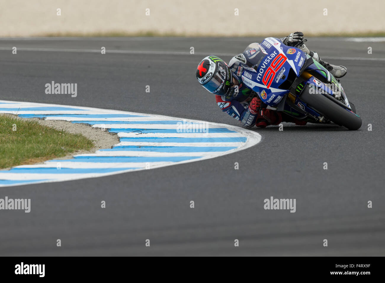 Jorge Lorenzo, Movistar Yamaha MotoGP-Team. Freies Training 3. 2015 Pramac australischen Motorrad Grand Prix. Stockfoto