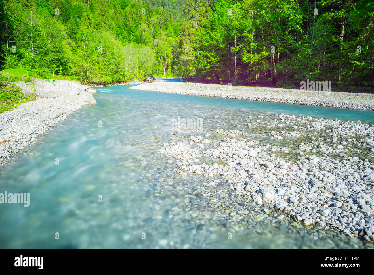 Allgäu, Allgäuer Alpen, Alpen, Bach, Bayern, in der Nähe von Oberstdorf, Bergbach, Berglandschaft, Deutschland, Europa, Gewässer, Stockfoto