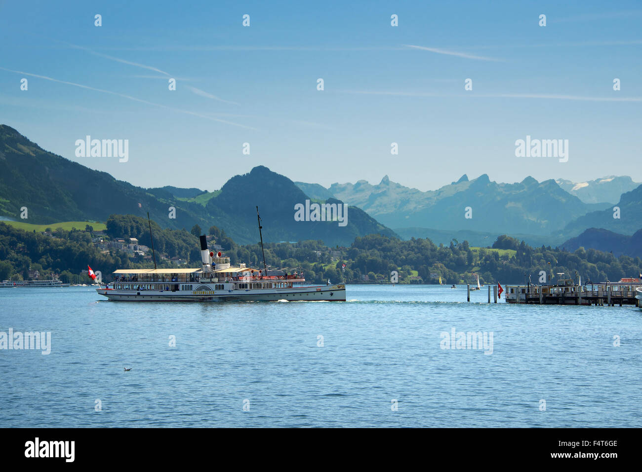 Alten Paddel Dampfschiff Vierwaldstättersee Schweiz Stockfoto