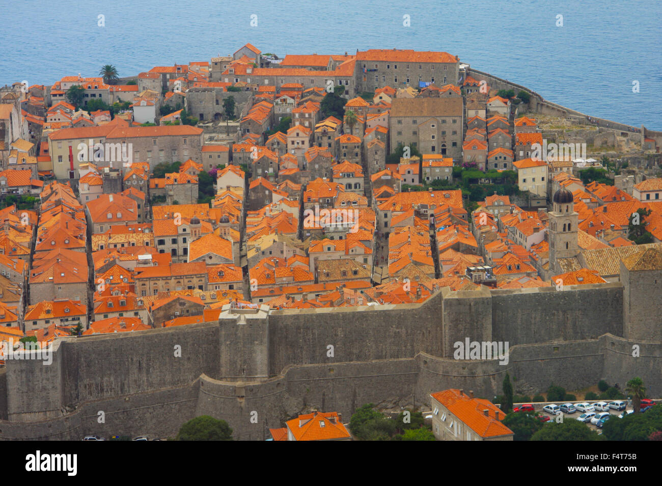 Kroatien, Balkan, Balkan, Dubrovnik, Old Town, Dalmatien, Europa, Stadtmauer, Dächer Stockfoto