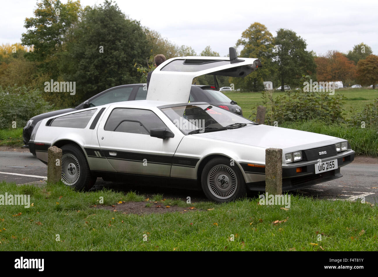 Wimbledon London, UK. 22. Oktober 2015. Ein Jahrgang Delorean Auto ähnlich wie in der amerikanischen Science Fiction-Film zurück in die Zukunft zu sehen ist auf Wimbledon Common gesichtet. Bildnachweis: Amer Ghazzal/Alamy Live-Nachrichten Stockfoto