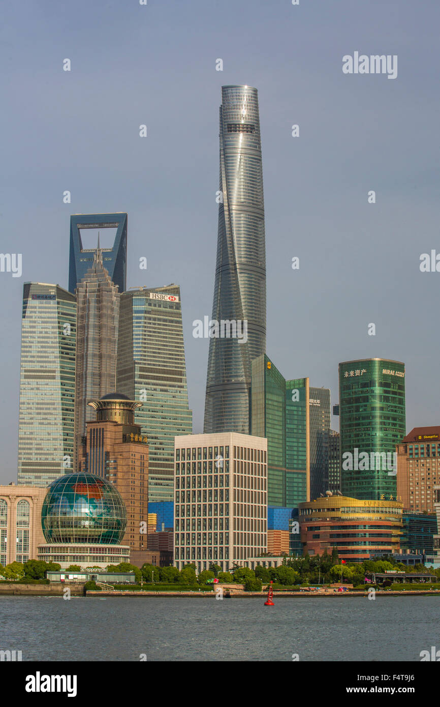 China, Shanghai City, Jinmao, World Financial Center und Shanghai Towers Stockfoto