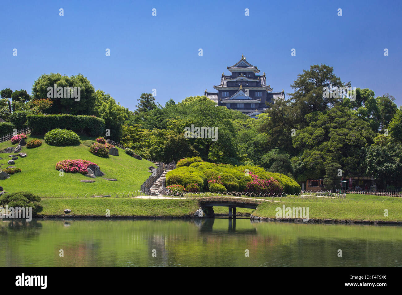 Japan, Okayama Korakuen Garten Okayama Castle Stockfoto