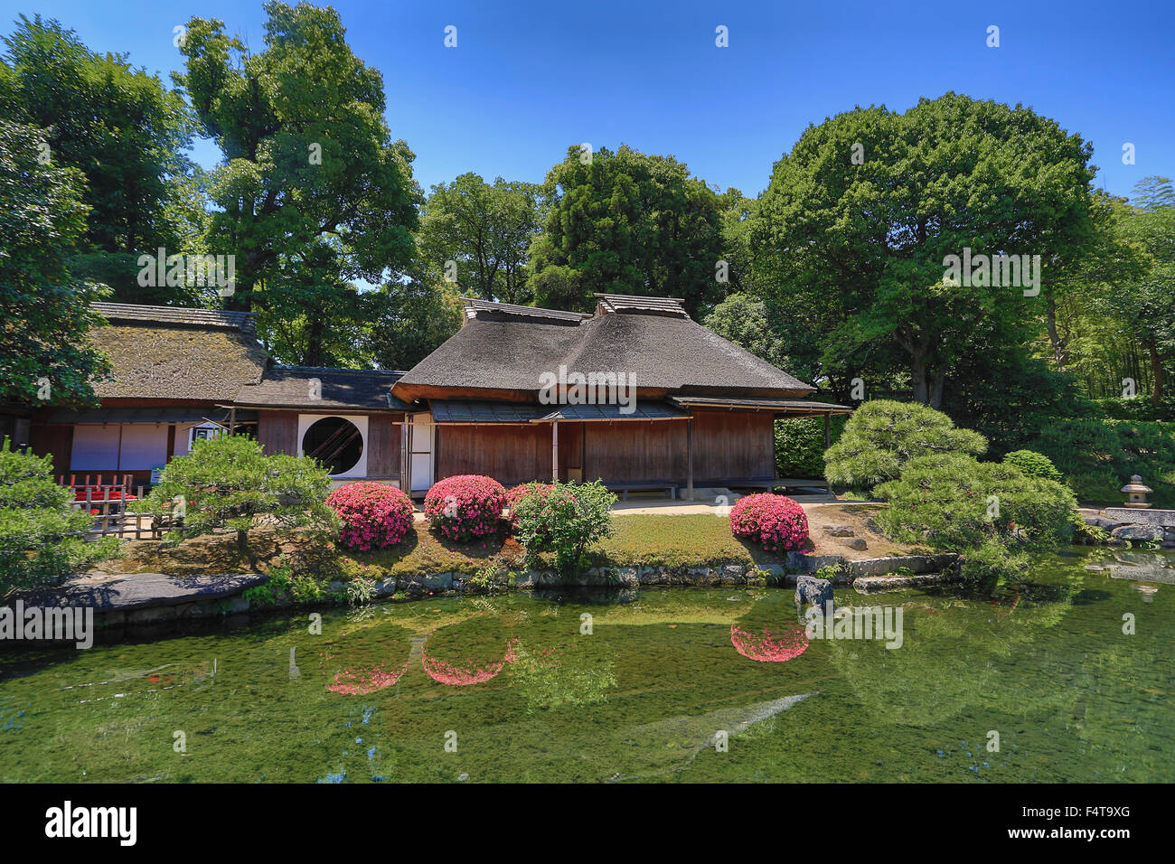 Japan, Okayama Korakuen Garten-Teehaus Stockfoto