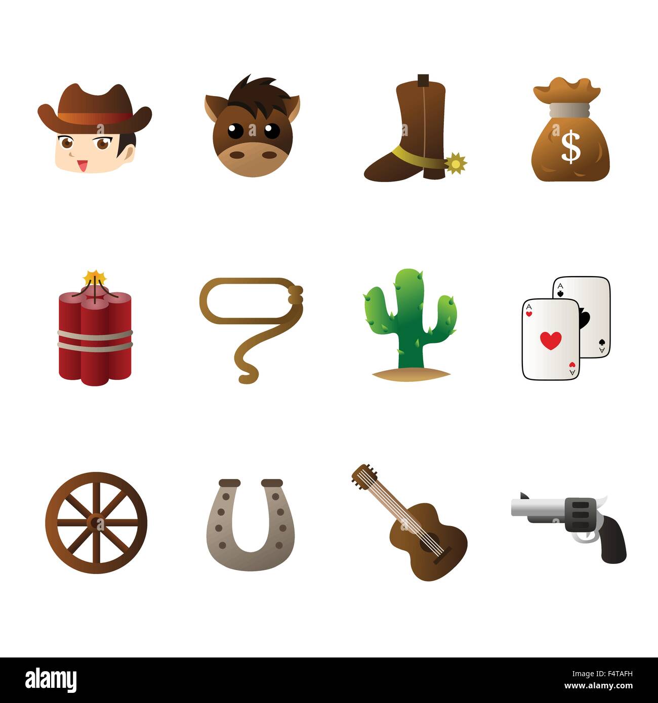 Eine Vektor-Illustration von Cowboy-Icon-sets Stock Vektor