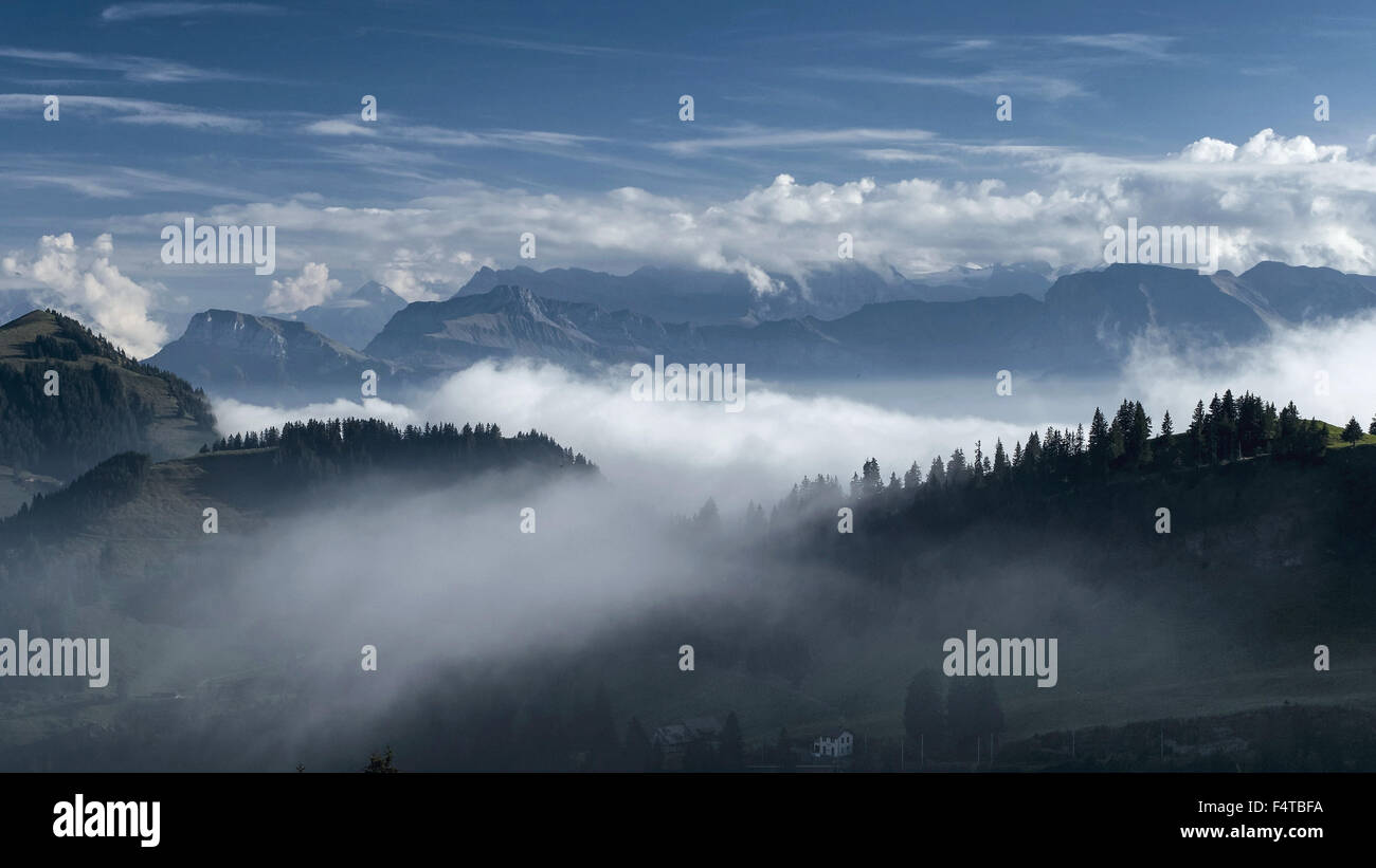 Nebelmeer über dem Vierwaldstättersee, Lake Lucerne Stockfoto