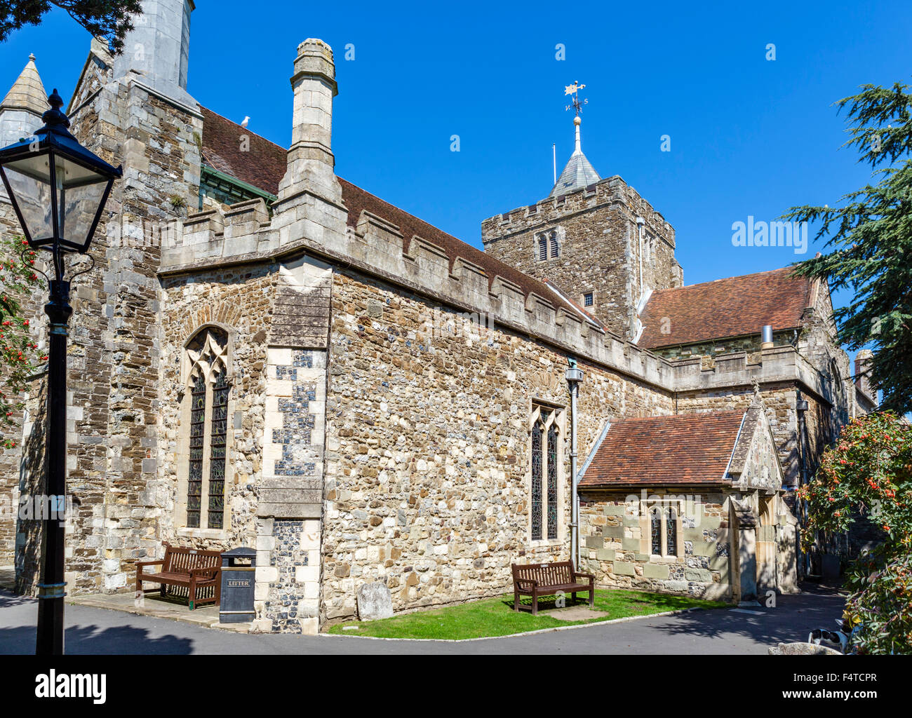 Historischen Str. Marys Kirche in der alten Stadt, Roggen, East Sussex, England, UK Stockfoto