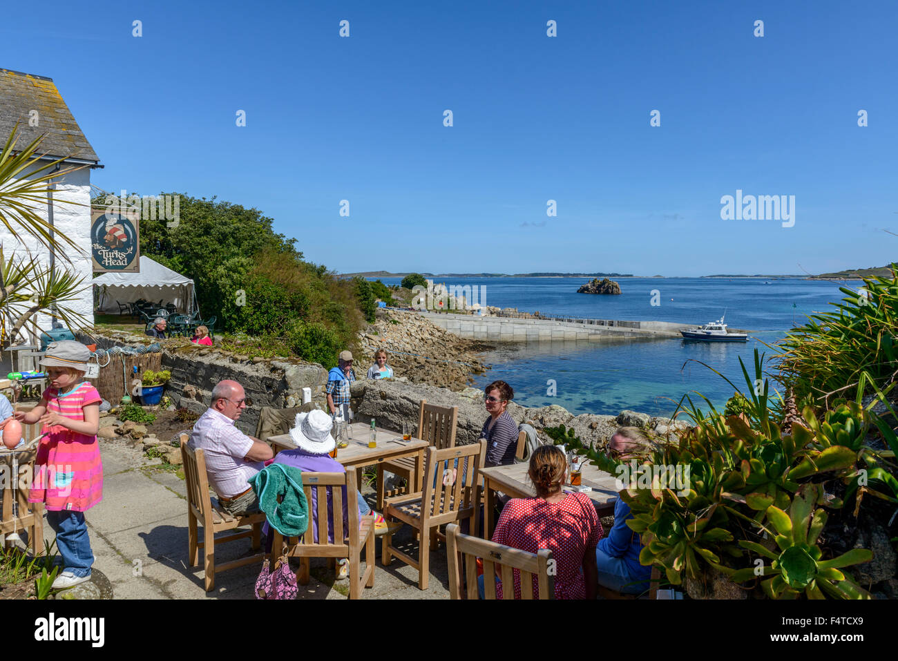 Die Turks Head Pub in einer Küste malerisch am St. Agnes. Die Isles of Scilly. Stockfoto