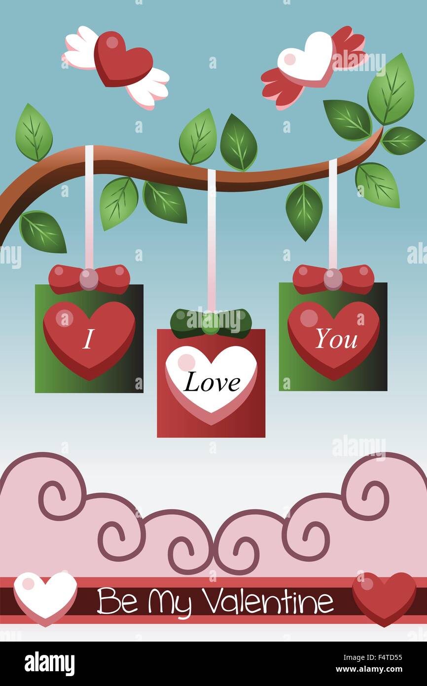Eine Vektor-Illustration von Valentine Kartendesign Stock Vektor