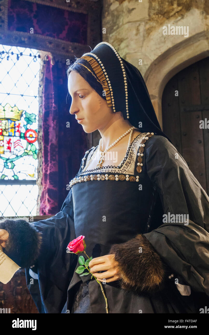 England, Kent, Hever, Hever Castle Waxwork Abbildung von Anne Boleyn Stockfoto