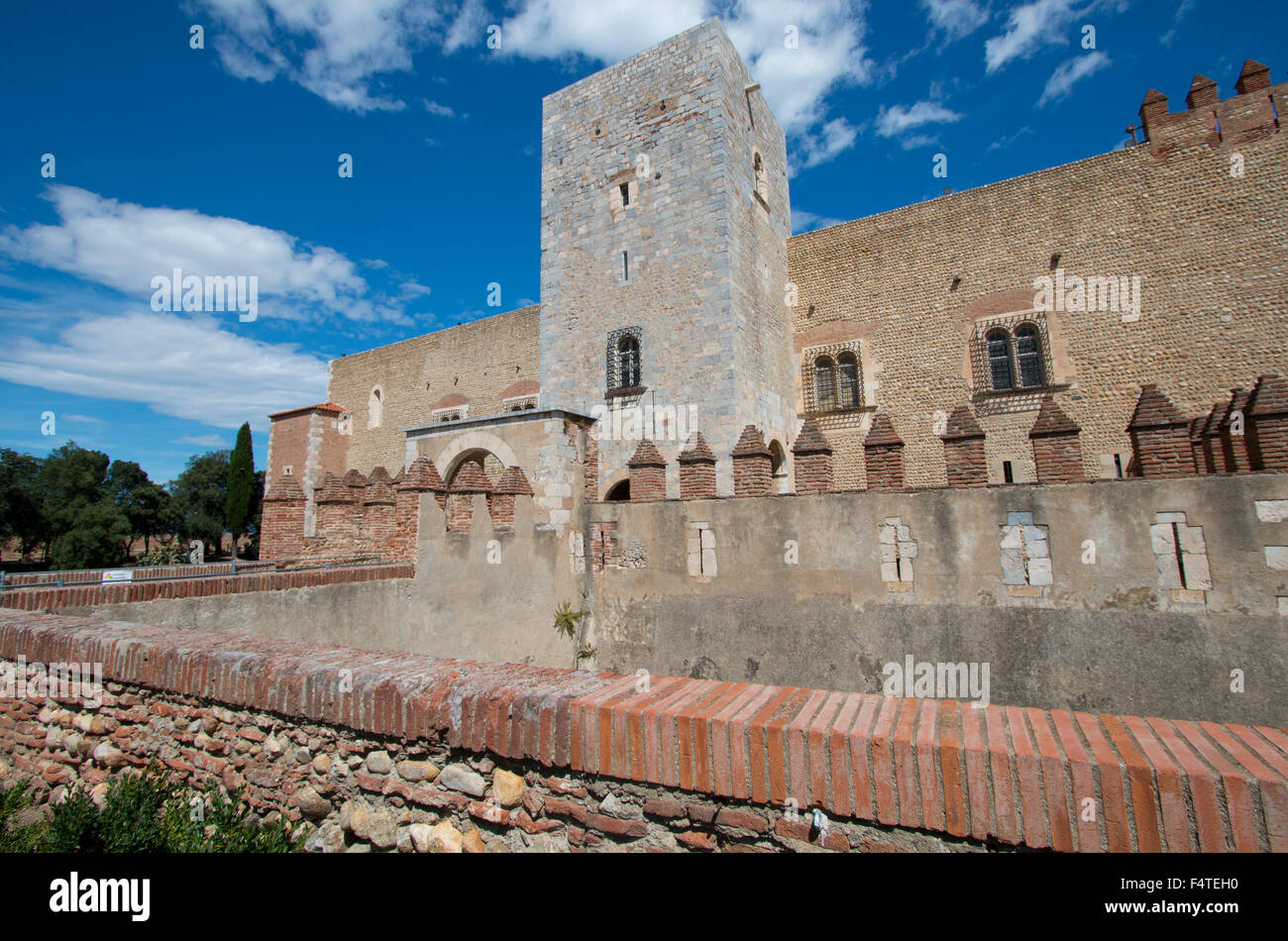 Frankreich, Europa, Perpignan, Stadt, Stadt, Abteilung Pyrenäen-Orientalen, Languedoc-Roussillon, Schloss, Burg, Festung, Wand Pala Stockfoto