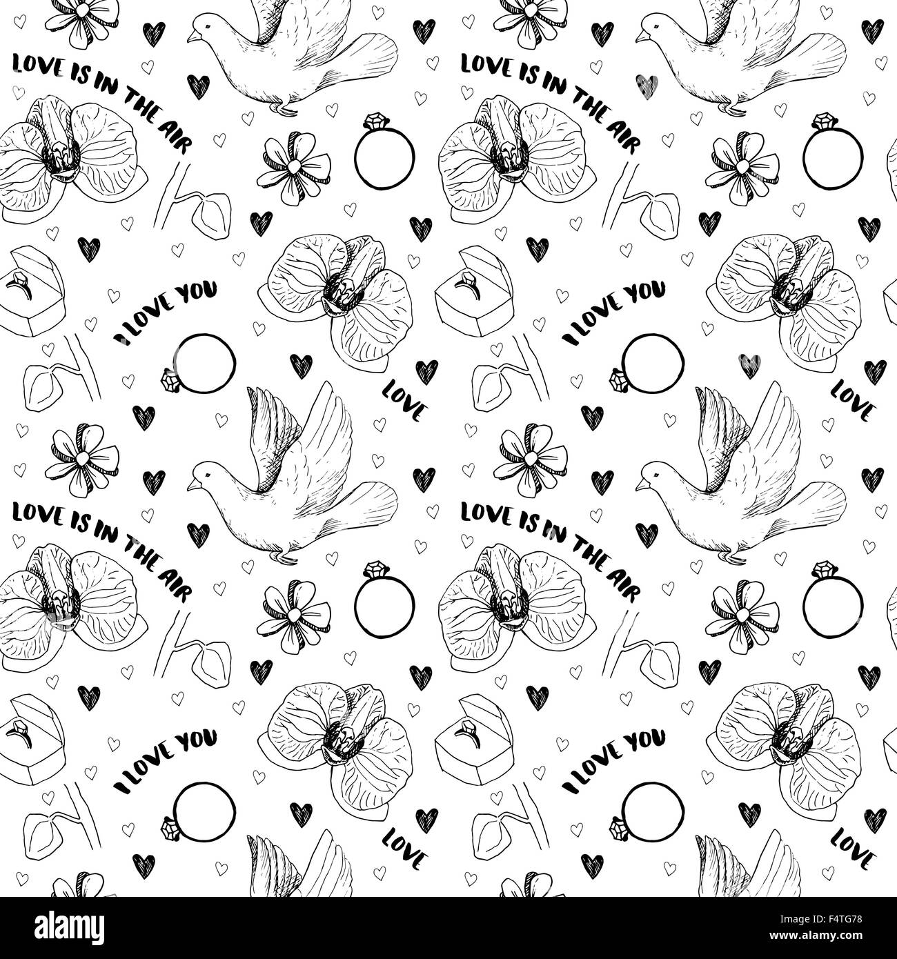 Handgezeichnete Liebe Symbole Stock Vektor